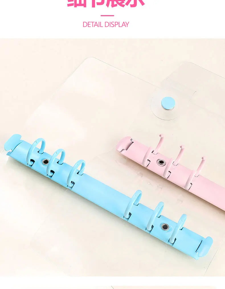 Lightweight Pvc Loose-Leaf Shell 6 Holes A6 Transparent Loose-Leaf Shell, Color Clip, Simple Candy Color Album Shell