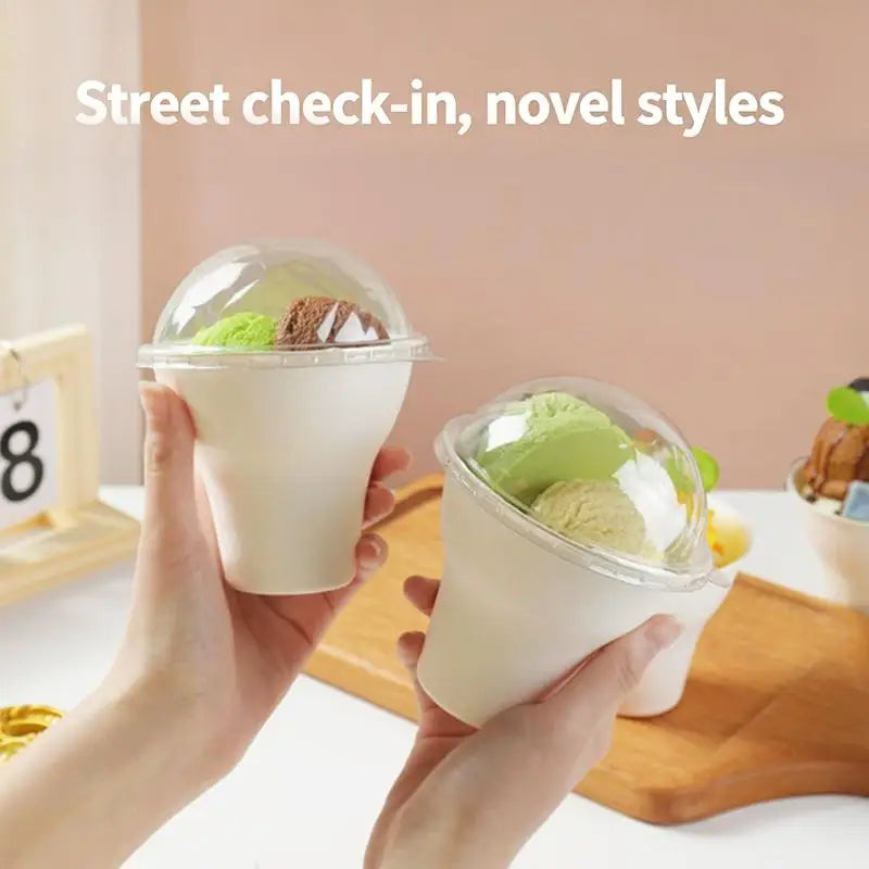 10Pcs Disposable Ice Cream Cup Dessert Cake Paper Cup Shaved Ice Yogurt Bowl Food Grade Tiramisu Dessert Pulp Cups