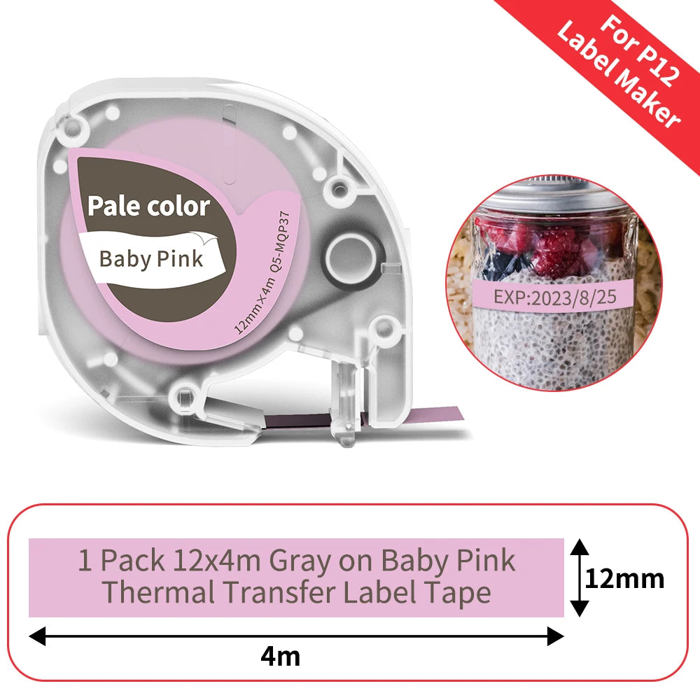 P12 Mini Label Maker Machine with Tape Bluetooth Label Printer Handheld Sticker Multiple Templates Font Inkless Sticker Maker