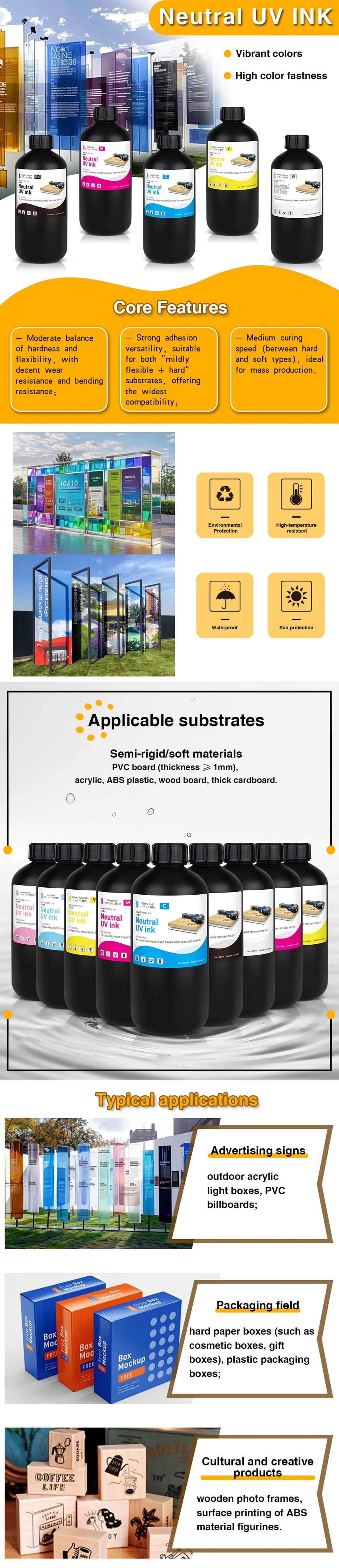 500ml LED UV Ink for Epson All Flat UV Printers For Epson 1390 R1800 R1900 TX800 4800 7880 9880 DX5 DX7 Printer