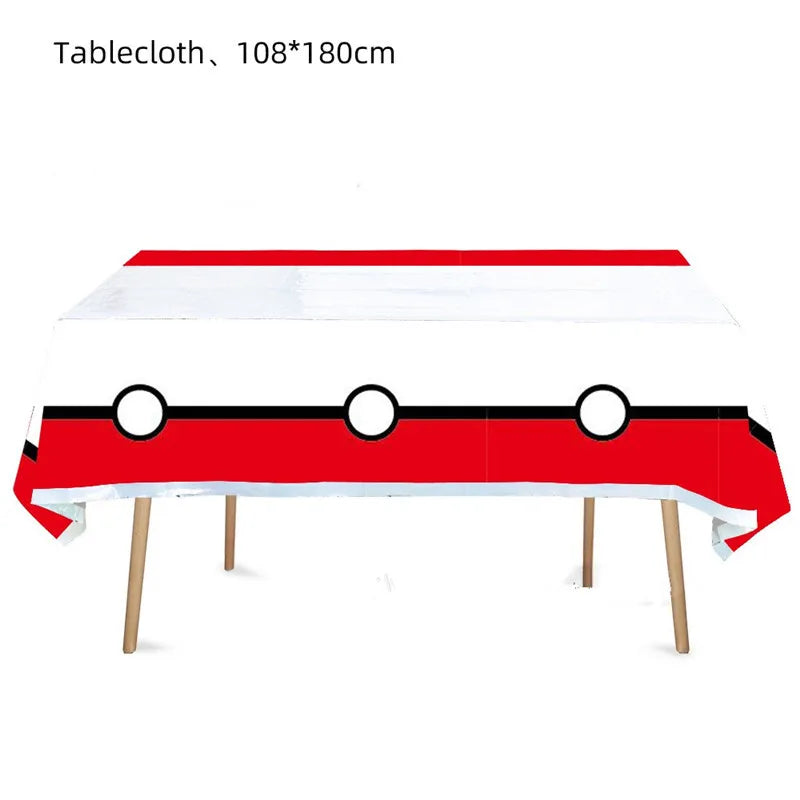 1pcs Pikachu Poké Ball Party Tablecloth Birthday Party Decoration Plastic Table Cover Tableware Baby Shower Supplies