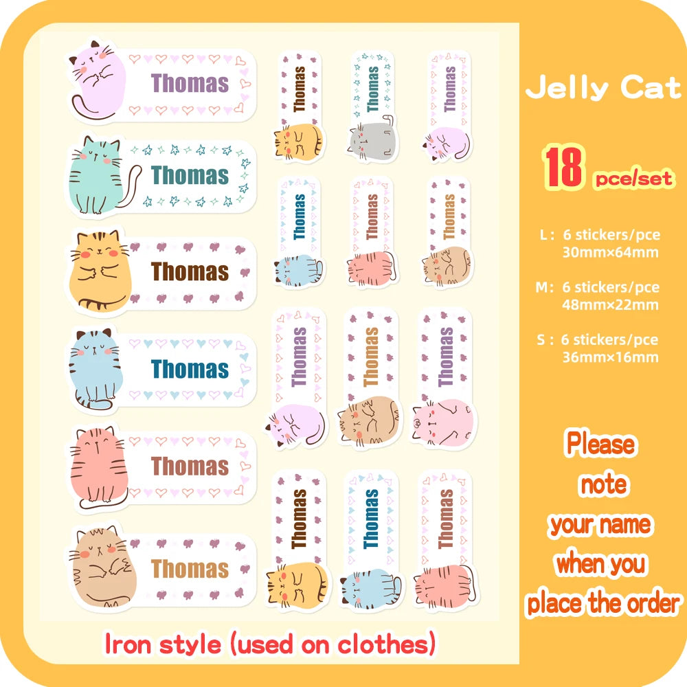 Custom Name Sticker for Kids School Clothes Waterproof Iron on Clothing Tags Transparent Label Personalized Child Washi Stickers