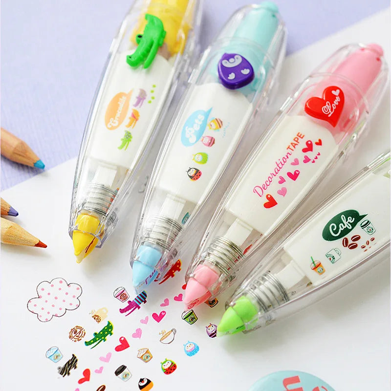 KawaiiDuck Panda Cherry Fish Balloon Strawberry Press Type Decorative Correction Tape Diary Stationery School Supply