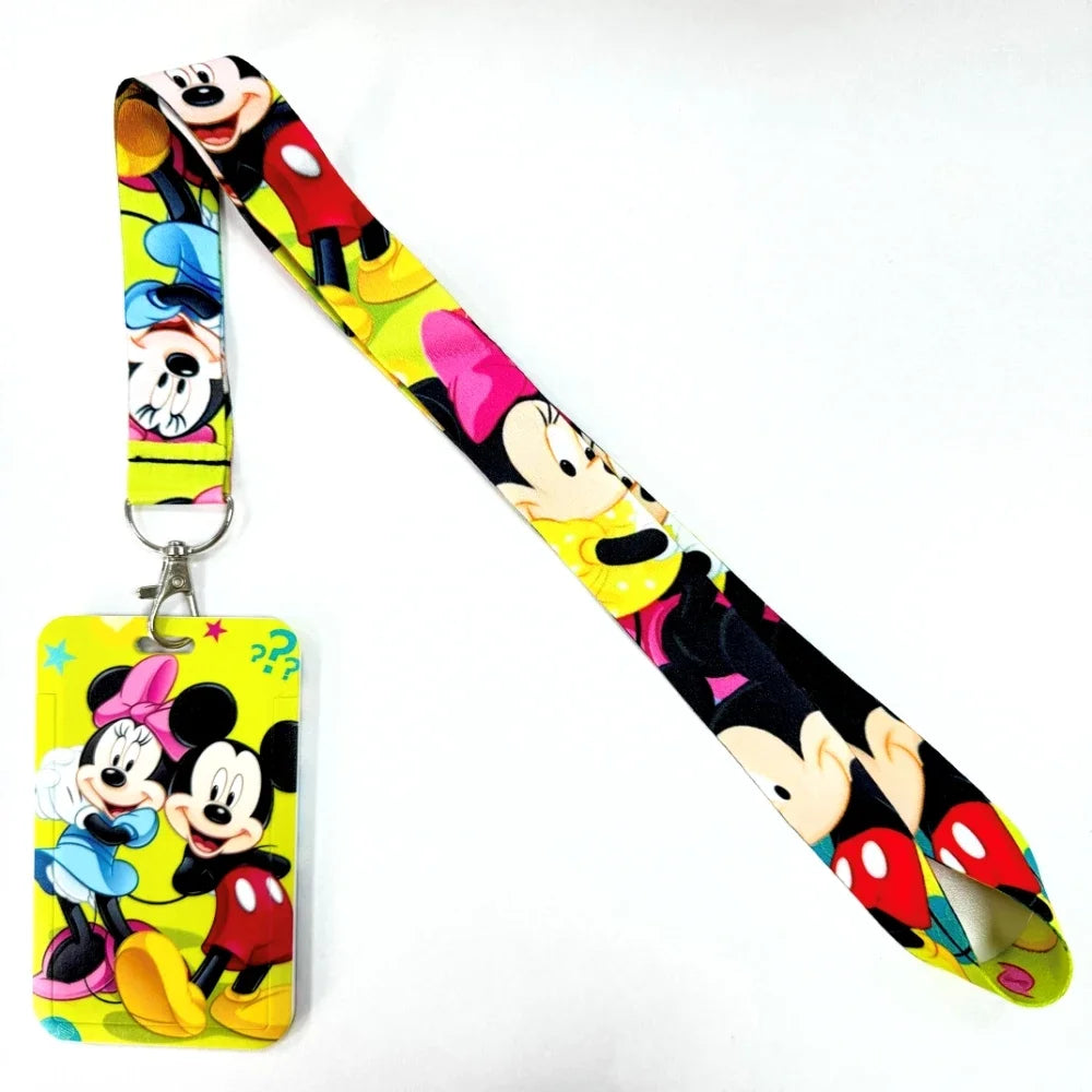 Disney's Credential Holder Mickey Mouse Lanyard Bear Phone Rope ID Card Badge Holder Princess Neck Strap Cartoon Keychain Gift