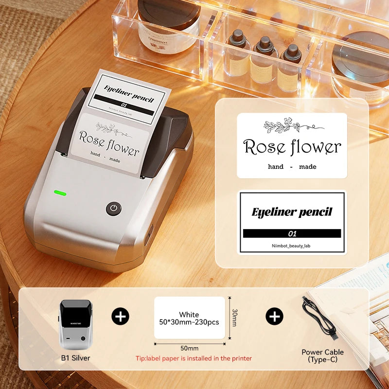 NiiMbot B21 Mini Thermal Printer Wireless Barcode Label Maker Bluetooth Portable Adhesive Label Printers for Office Commercial