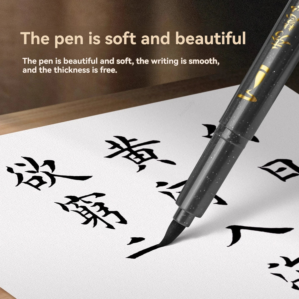 BAOKE 4-Size Calligraphy Pen Set for Writing, Hand Lettering, Black Ink Brush Markers Sketching Calligraphie Art Supplies Artist