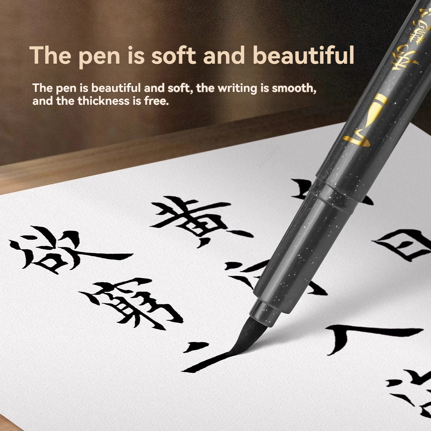 BAOKE 4-Size Calligraphy Pen Set for Writing, Hand Lettering, Black Ink Brush Markers Sketching Calligraphie Art Supplies Artist