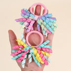 2Pcs Trendy Firework Hair Ties Rainbow Curly Ribbon Elastic Rubber Bands For Girls Kids Cute Hair Ropes Daily Hair Accessories