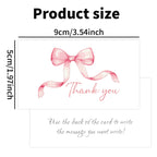 50pcs Watercolor Pink Blue Bowk Thank You Cards,Business Retail Customer Gift Wrapping Cards,Back Blank Note Greeting Small Card