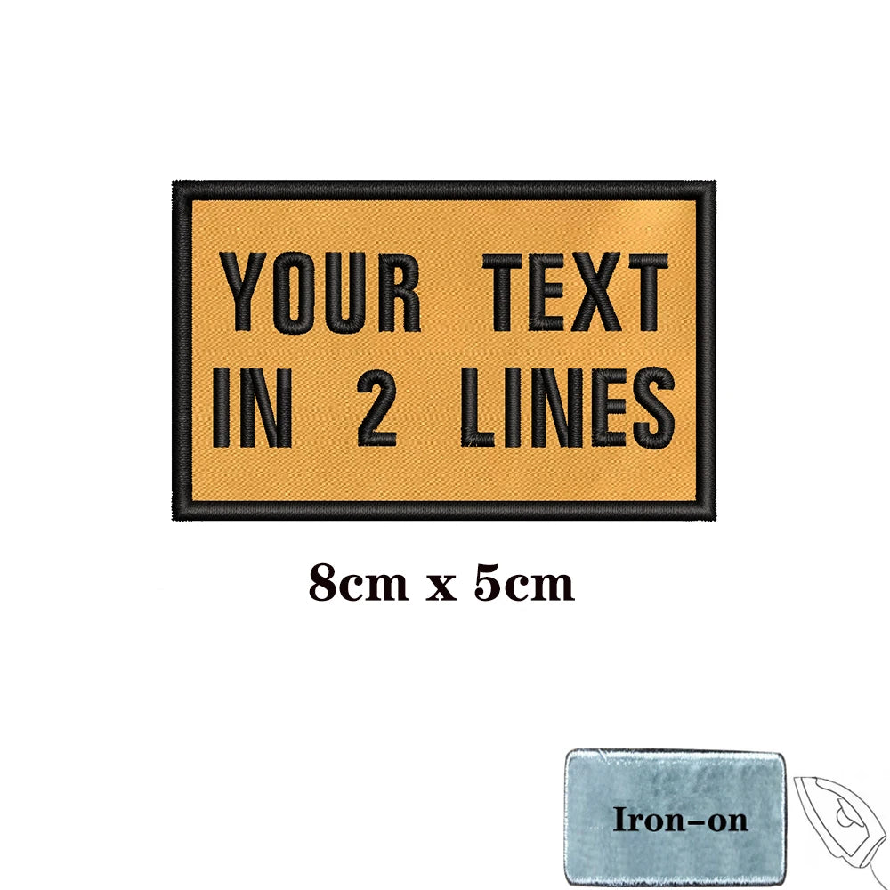 1PC Custom Personalized Name number Patch Stripes Badge tags chevrons Armband Iron On Or Hook Loop embroidered yellow