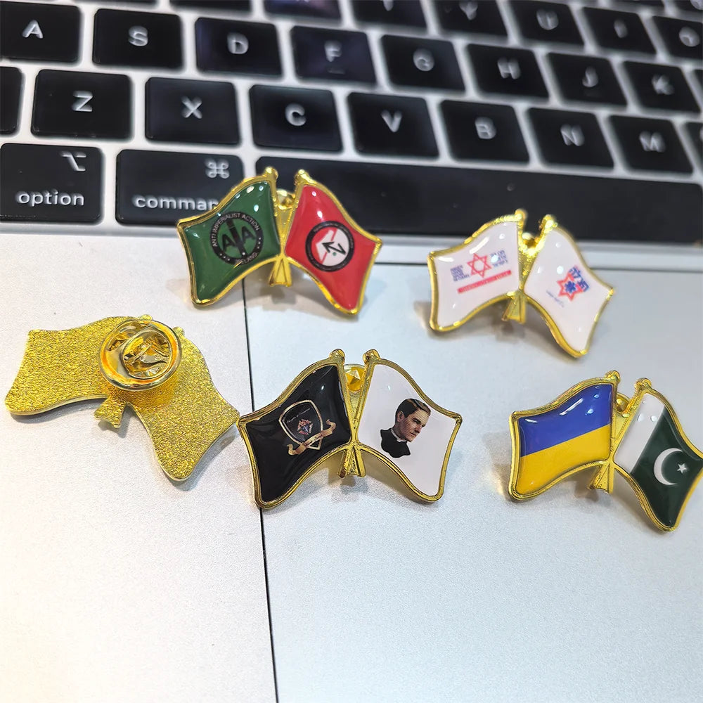 Shirley Custom 3.2X2.15cm customize logo /picture/photo /name metal flag lapel pins badge metal patriotic friendship souvenir