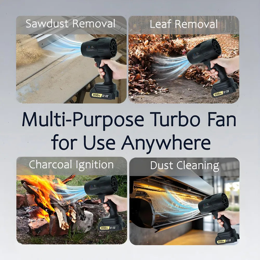 Powerful Air Blower with 550g Thrust Turbo Fan for Cleaning Leaves, Snow, and Dust – Includes 18V Makita - Compatible Battery