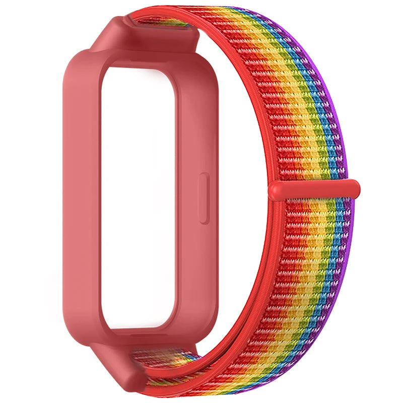 Strap+PC Case for Xiaomi mi band 9 active accessories sports Nyon bracelet correa+Protective Bumper shell Cover for Redmi band 3