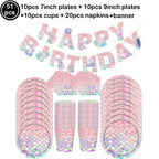 Mermaid Party Supplies Mermaid Scales Pattern Paper Plate Cup Napkin Popcorn Box Food Bowl Girl Birthday Party Baby Shower Decor