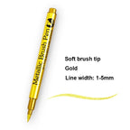 2/1Pc Brush Metallic Marker Pens Gold Silver Color Permanent Art Marker For Manga Crafts Scrapbooking School Stationery Supplies