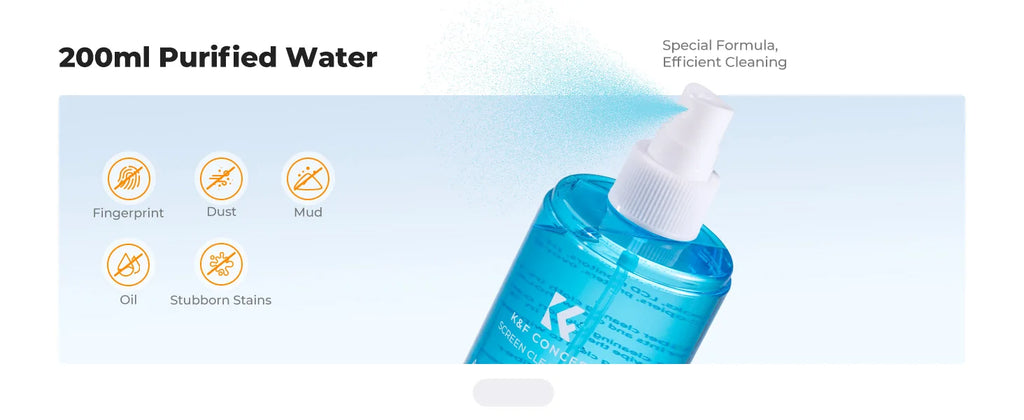 K&F CONCEPT 200ML Screen Cleaner Spray For Camera Lens PC Cell Phone Glasses Watch CCD/CMOS Clean Liquid with 2 Microfiber Cloth