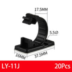 20PCS Self-Adhesive Cable Organizer Clips Management Wire Holder USB Winder Desktop Line Clamp Sticky Adjustable LY-4/6/8 Black
