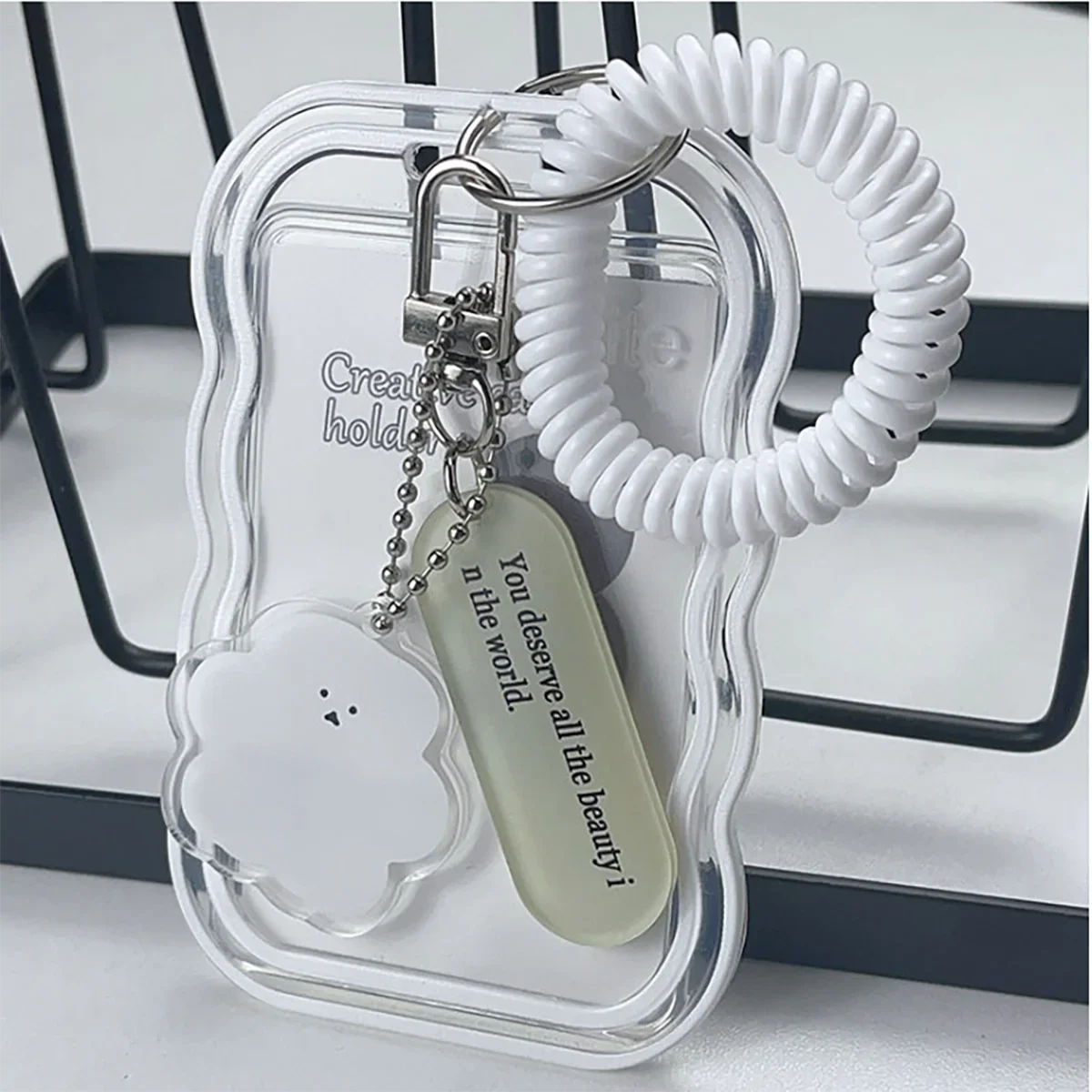 Creative Kpop Photocard Holder Transparent Keychain Photo Sleeve Bus Student Card Case Protector