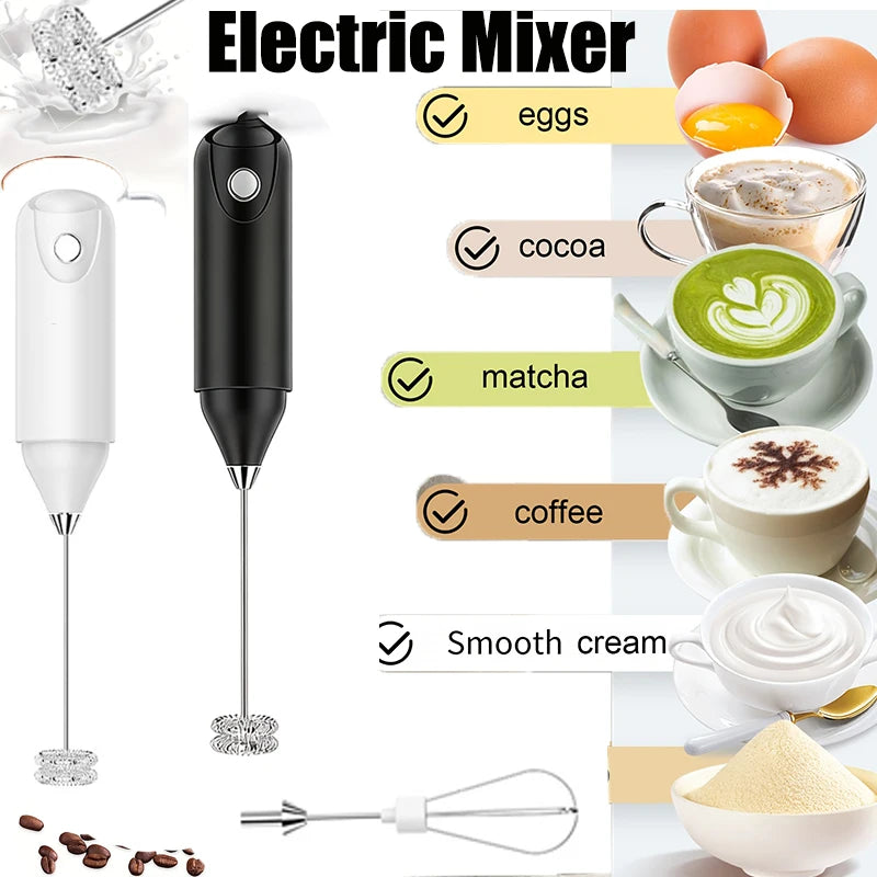 1/2sets Electric Handheld Egg Beater Coffee Milk Frother Portable Milk Foam Maker for Baking Food Mixer Essential Kitchen Tool