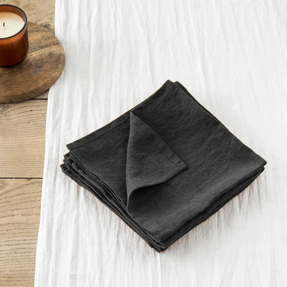 Set of 4 Cloth Napkins 100% Pure Linen 16x16Inch Hemmed Dinner Napkins Easy Care Machine Washable for Christmas Wedding Party