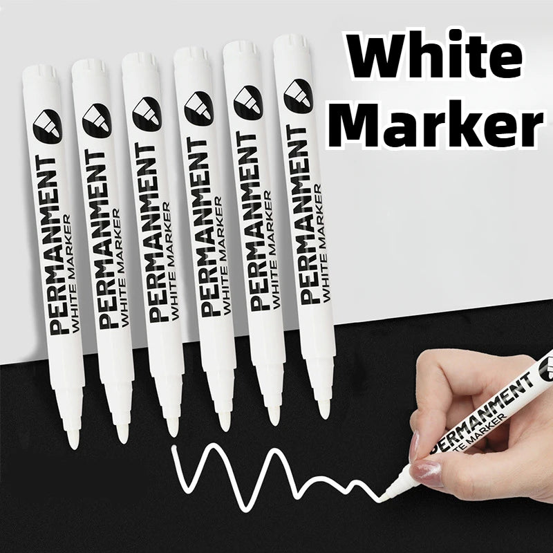 1/3/6Pcs White Marker Pens Acrylic Paint Pen for Rock Ceramic Glass Tire Metal Canvas Waterproof Painting White Marker
