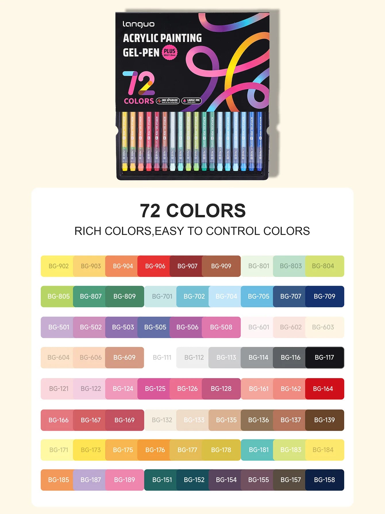 Languo 6/24/36/54/72/90 colors Acrylic Painting Handbook Pens Multi-Color Gel Pen Student Neutral Pen Writing Marker Stationery