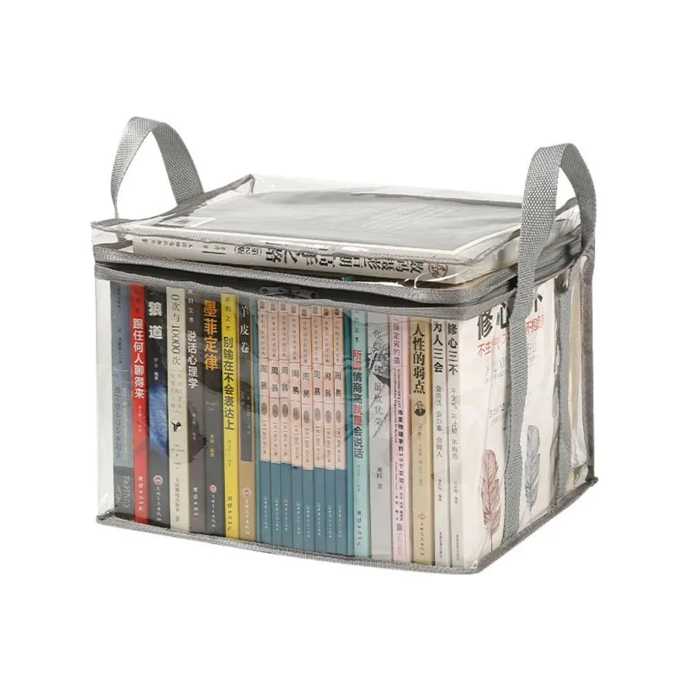 Large capacity foldable storage box student dormitory classroom book storage box transparent waterproof home book box.