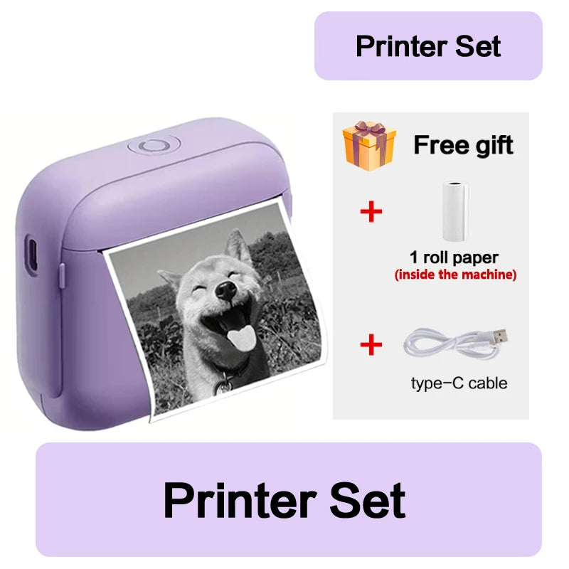 58MM Mini Portable Thermal Printer Pocket Photo Printer Mobile Wireless Bluetooth Adhesive Color Sticker Tags Notes Label Maker