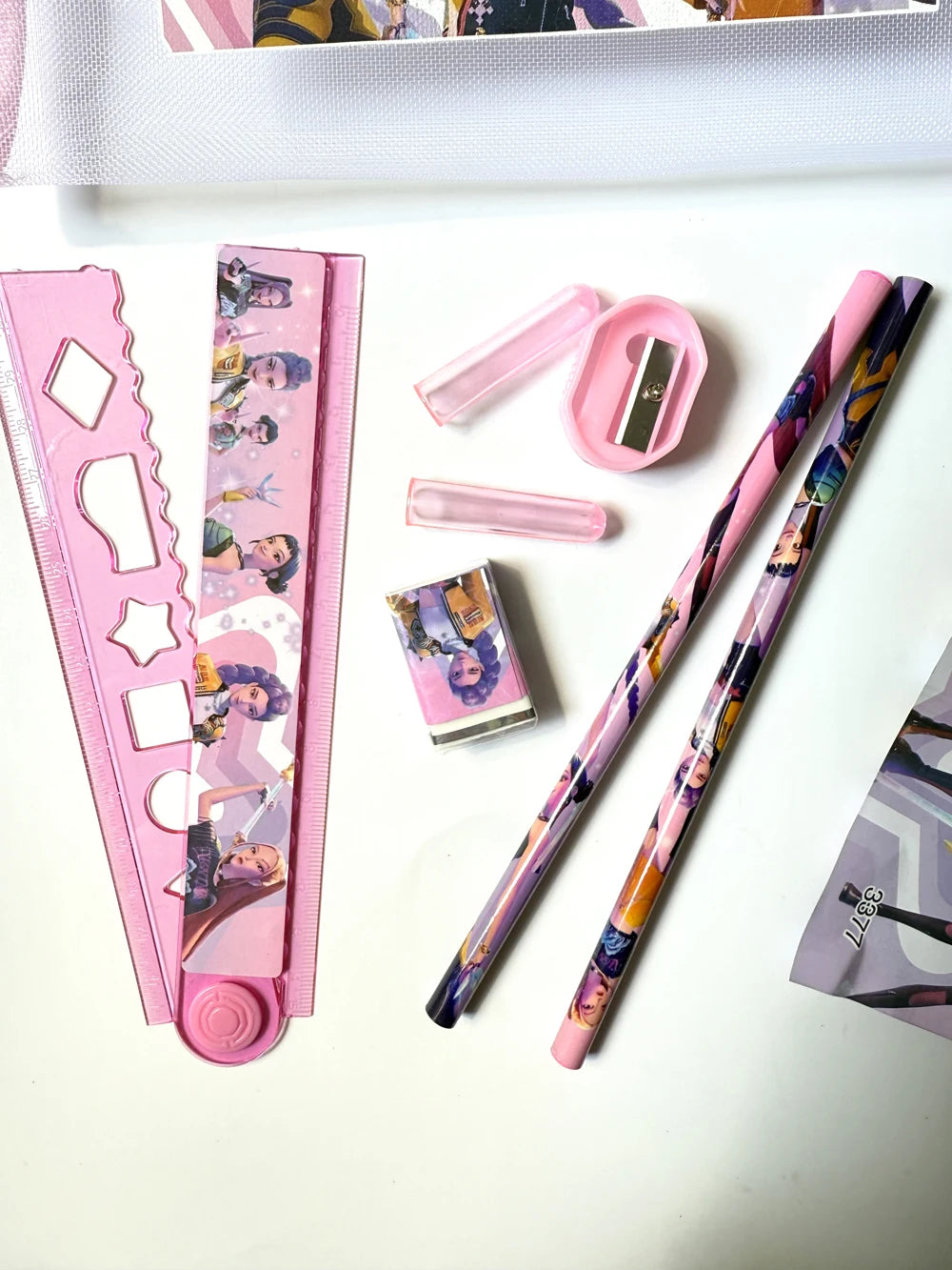 Girls Pencils Ruler Pencil Sharpener Pen Bag Toys Eraser Kids Cute Stationary Set Student School Supplies Kids Birthday Gift