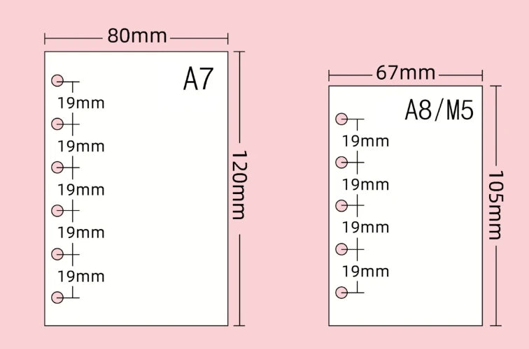 M5 20 Sheet Triple Fold Colorful Loose Leaf Notebook Refill Spiral Binder Inner Page Weekly Monthly To Do Line Grid Inside Paper