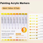 Languo 9/144 Colors Acrylic Paint Art Marker Pen DIY Painting Drawing Card Ceramic Stone Mug Glass Fabric Clothes Art Supplies