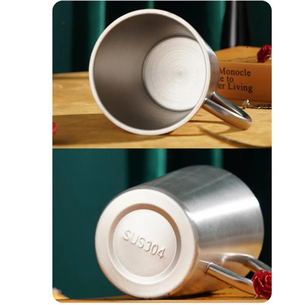 300ml Mug 304 Stainless Steel Double Layer Mug Coffee Cup Creative Water Cup Insulated Beer Cup Stainless Steel Cup Drinkware