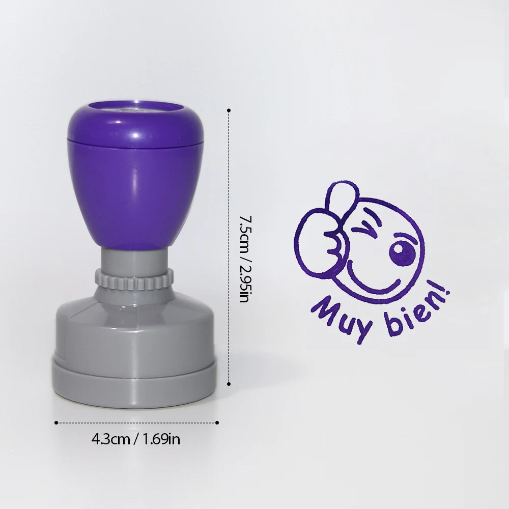 Color 3 pieces large Spanish encouragement stamp Teacher comment stamp grade homework with automatic ink can be re-filled