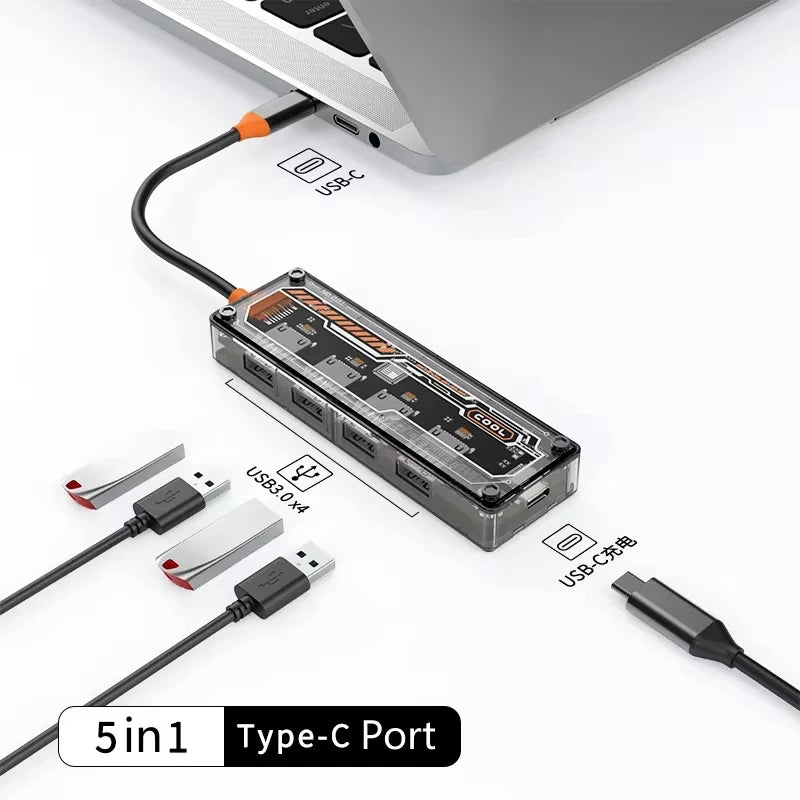 Basix USB C HUB 4K 30Hz Type C to HD-MI DP VGA Gigabit Ethernet USB 3.0 PD 100W Adapter For Macbook Air Pro M2 M1 PC Accessories