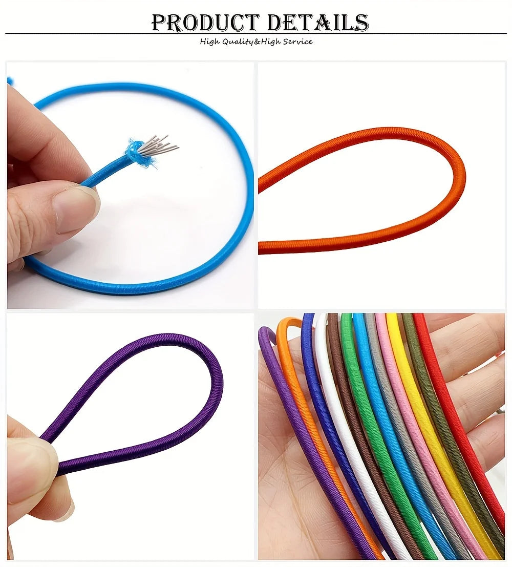 3 Yards 3mm Round Elastics Bungee Shock Cord Elastic Rope Rubber Band Strap String Cordon Shoelaces Sewing Accessories