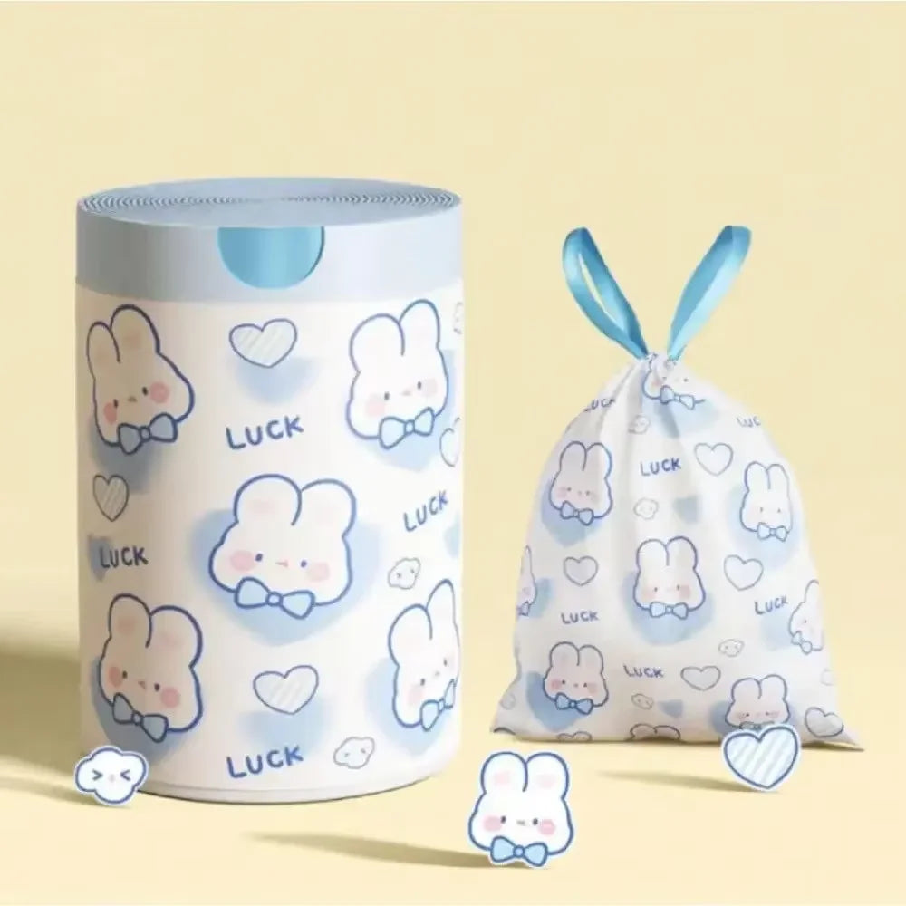 100PCS Thickened Trash Bags with Cute Cartoon Design Sturdy Tear-Resistant Garbage Liners Great for Kitchen Bathroom Office