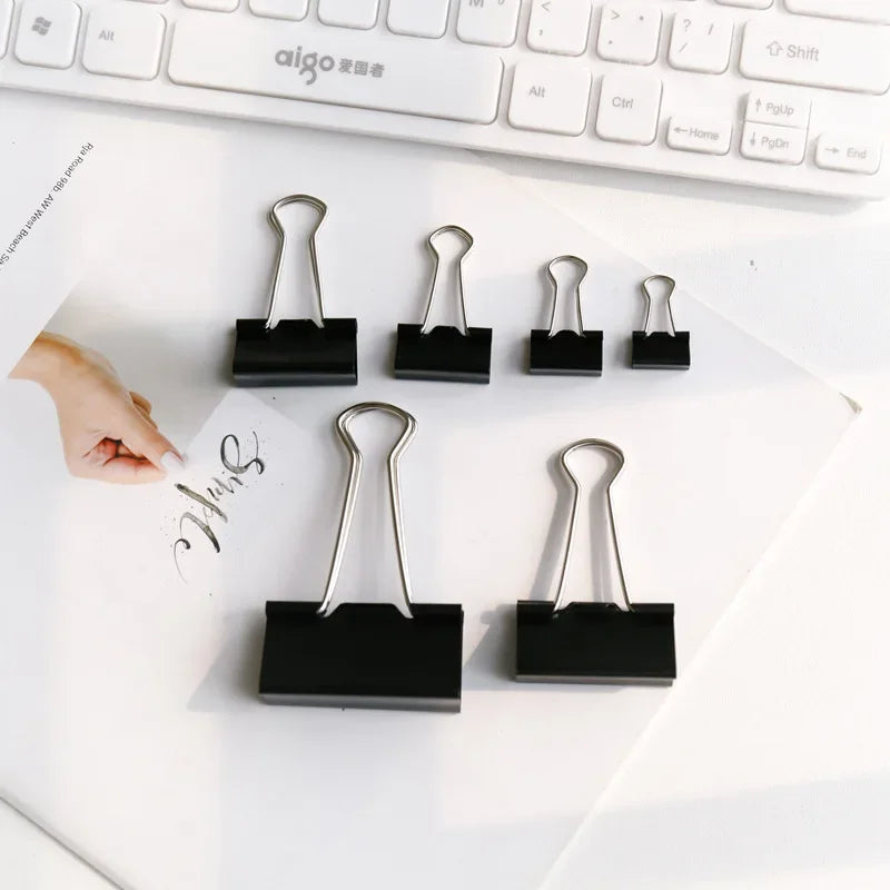 12Pcs/set Large Metal Binder Clips 32mm/ 41mm/ 51mm Notes Letter Paper Clip Office Stationery Supplies Binding Securing