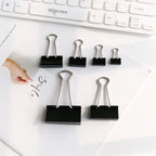 12Pcs/set Large Metal Binder Clips 32mm/ 41mm/ 51mm Notes Letter Paper Clip Office Stationery Supplies Binding Securing