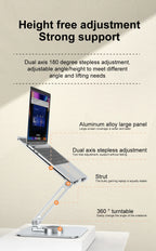 360° Rotatable Stand Metal Aluminum For Laptop Holder Adjustable Anti-Slip Silicone Base Stability for Tablet ﻿Portable Monitor
