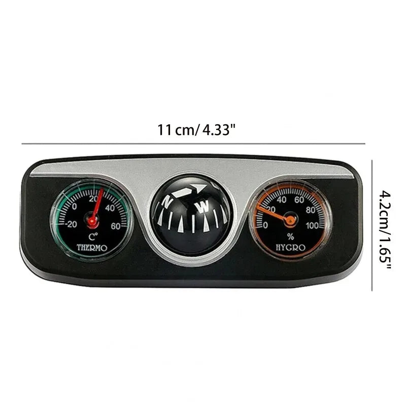 3-in-1 Multifunctional Vehicle Compass, High Precision, with Thermometer ABS Adhesive Navigation Ball for Ships, Vehicle Tools