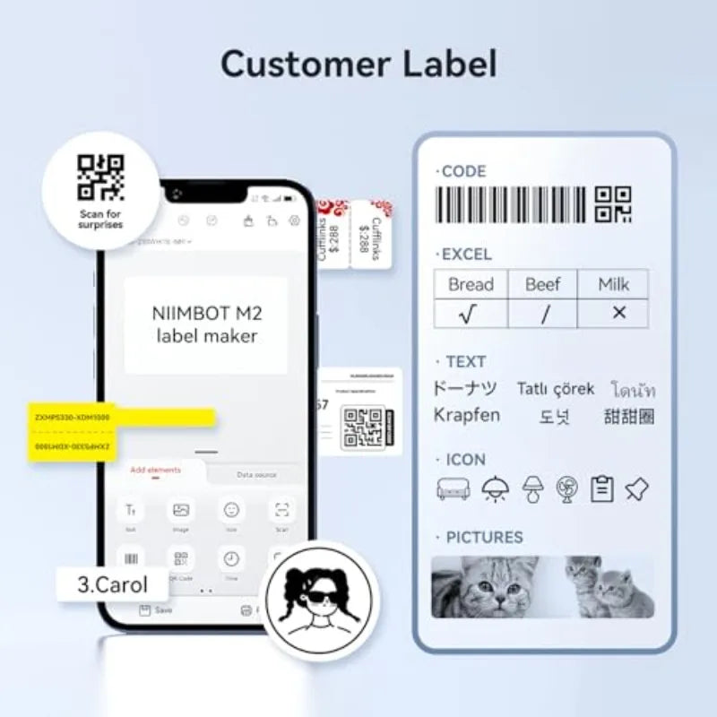 Premium M2 M3 Thermal Sticker Paper 50×30mm 230Pcs Long Storage Time Ideal For Shipping Labels And Retail Shelf Price Tags