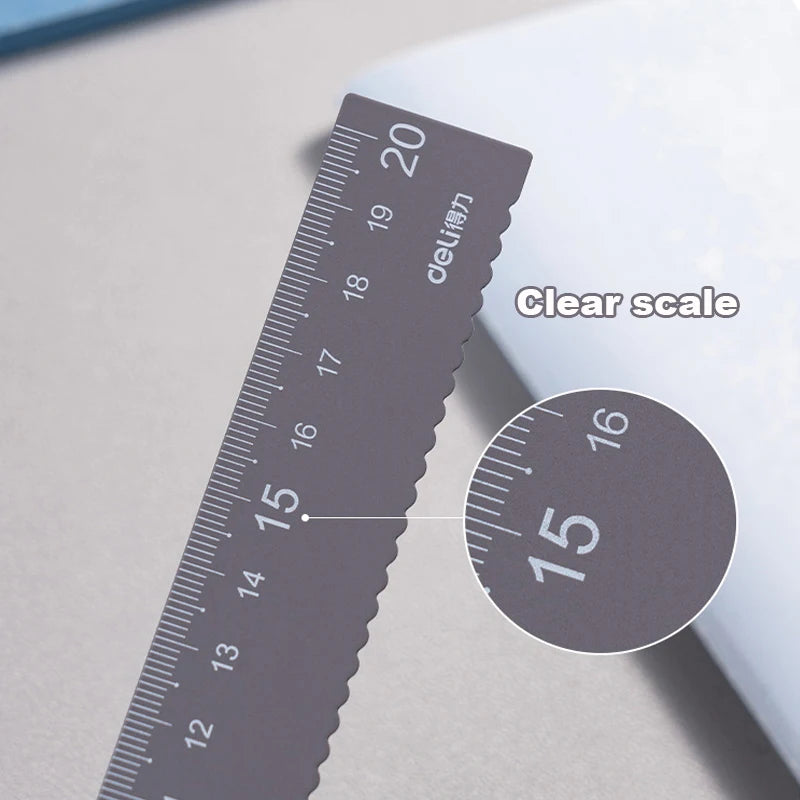 Deli 4Pcs Metal Ruler Set Multifunctional Straight Triangle Ruler Protractor Math Geometry Kit for School Kids Drawing Measuring