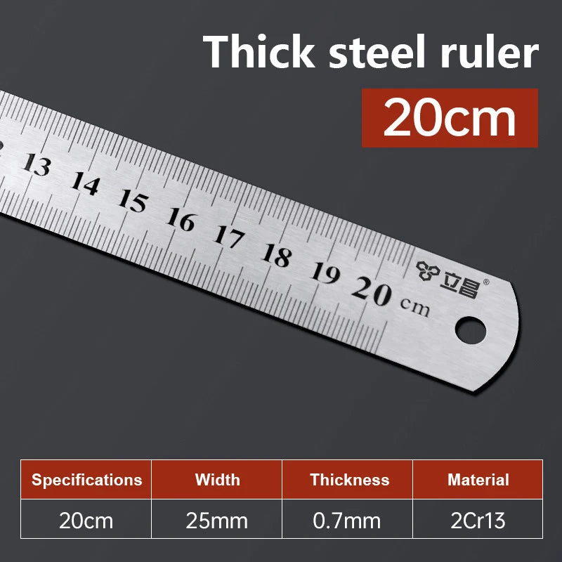 15cm/20cm/30cm/40cm/50/60cm Metal Ruler Stainless Steel Straight Ruler Measuring Ruler Precision Double Sided Measure Ruler Tool