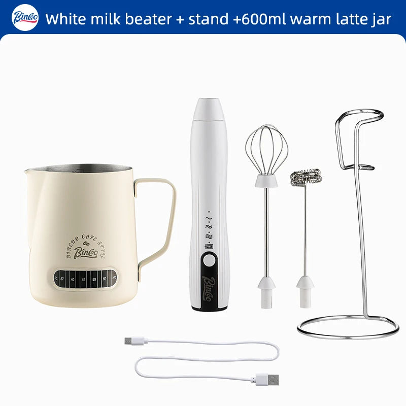 Bincoo-Electric Coffee Milk Maker, Handheld Household Mixer, Adjustable Double-Headed Gear