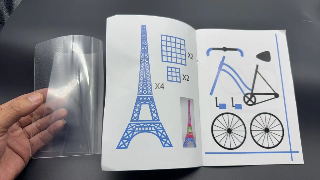 12/22 sheets of 3D printer drawing stencil paper template for 3D printing pen, pattern and clear plate set