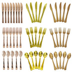 Rose Gold Disposable Knife Fork Spoon Cutlery Set Disposable Tableware Birthday Party Decorations Wedding Baby Shower Supplies