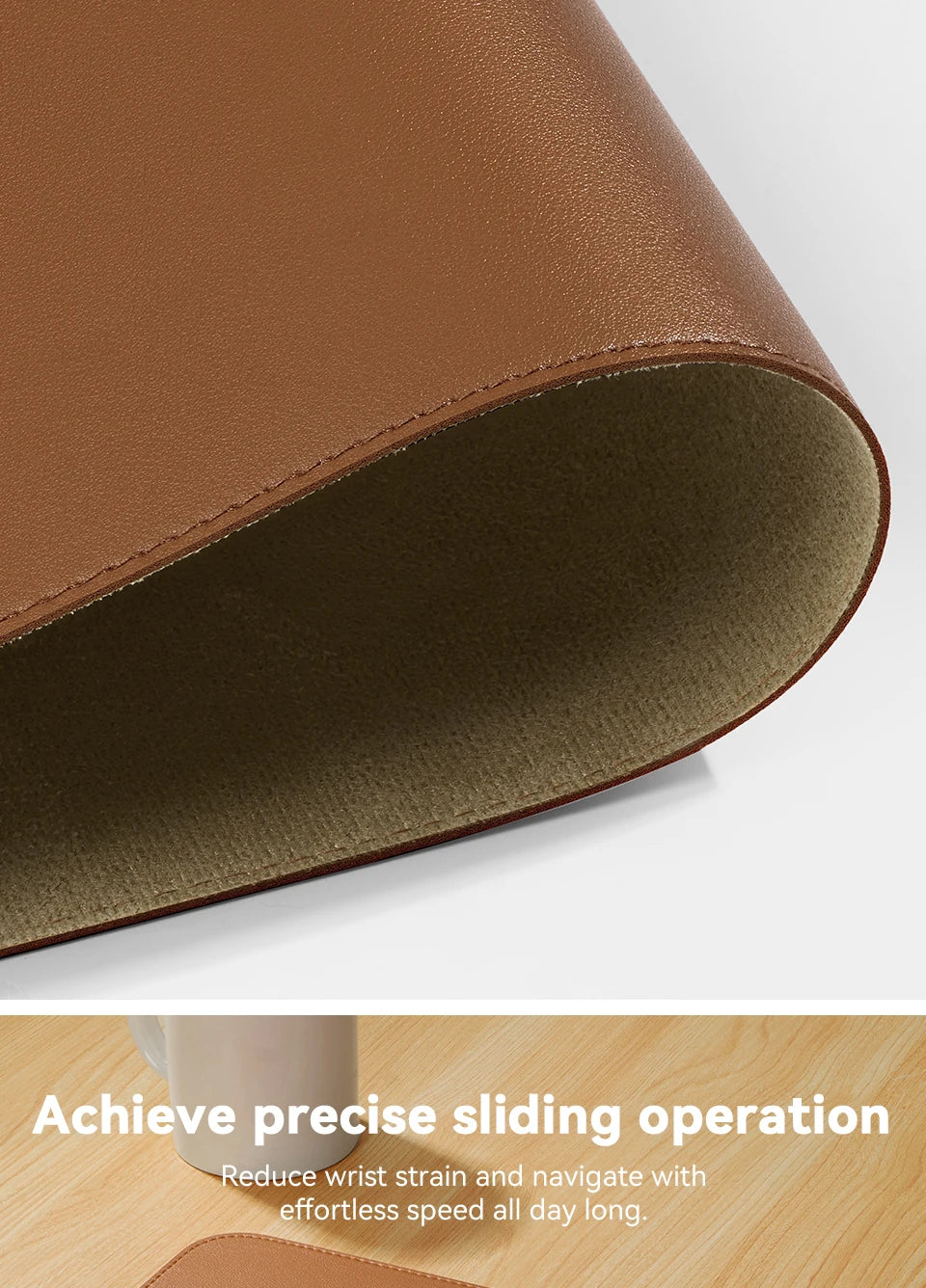 Desk Pad Protector, Mouse Pad, Office Desk Mat, Non-Slip with Stitched Edges PU Leather Desk Blotter for Office Home School