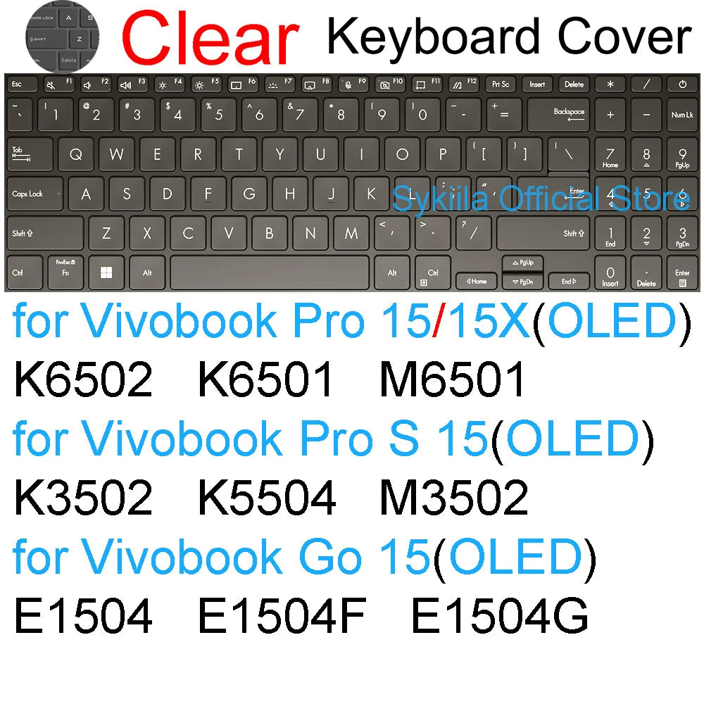 Keyboard Cover for ASUS Vivobook 15 Pro 15X OLED GO S S15 N6506 S5507 S5506 M5506 X1505 M1505 K3504 Silicone Protector Skin Case