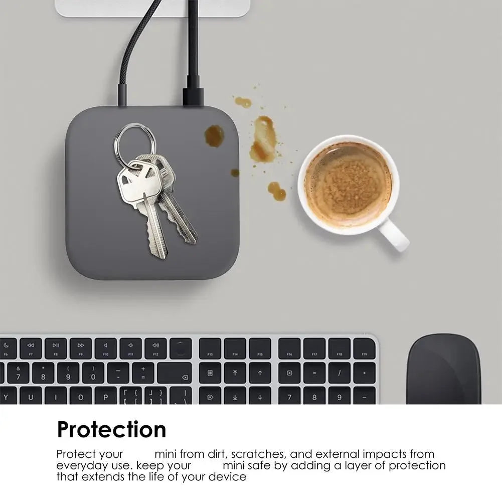Easy Install Wear-resistant Waterproof Silicone Protective Case for Mac Mini M4/M4 Pro 2024 Precise Opening Dustproof Cover