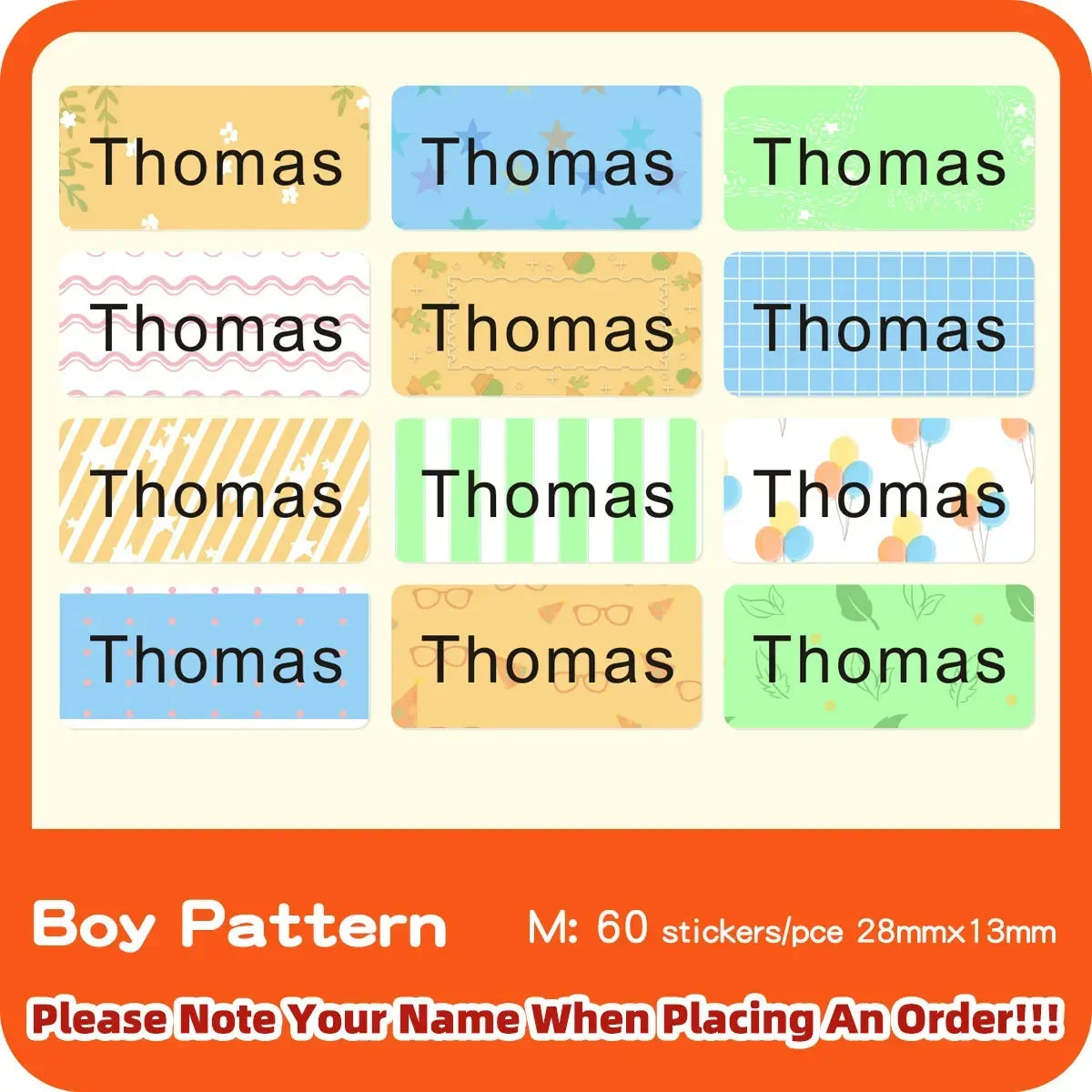 Multi Size Name Sticker Personlized First Name Waterproof Tag Custom Labels for Children Personal Scrapbook Kids School Label